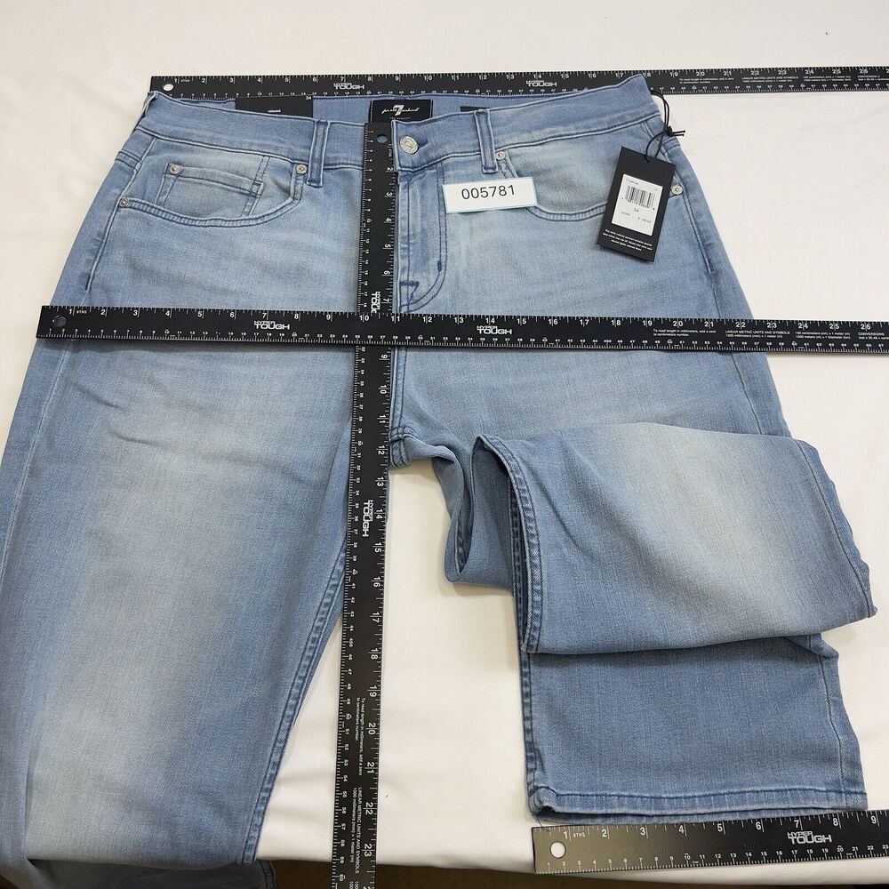 7 for All Mankind Austyn Relaxed Jeans Men's 34 Bay Blue Denim Straight Stretch - Picture 10 of 12